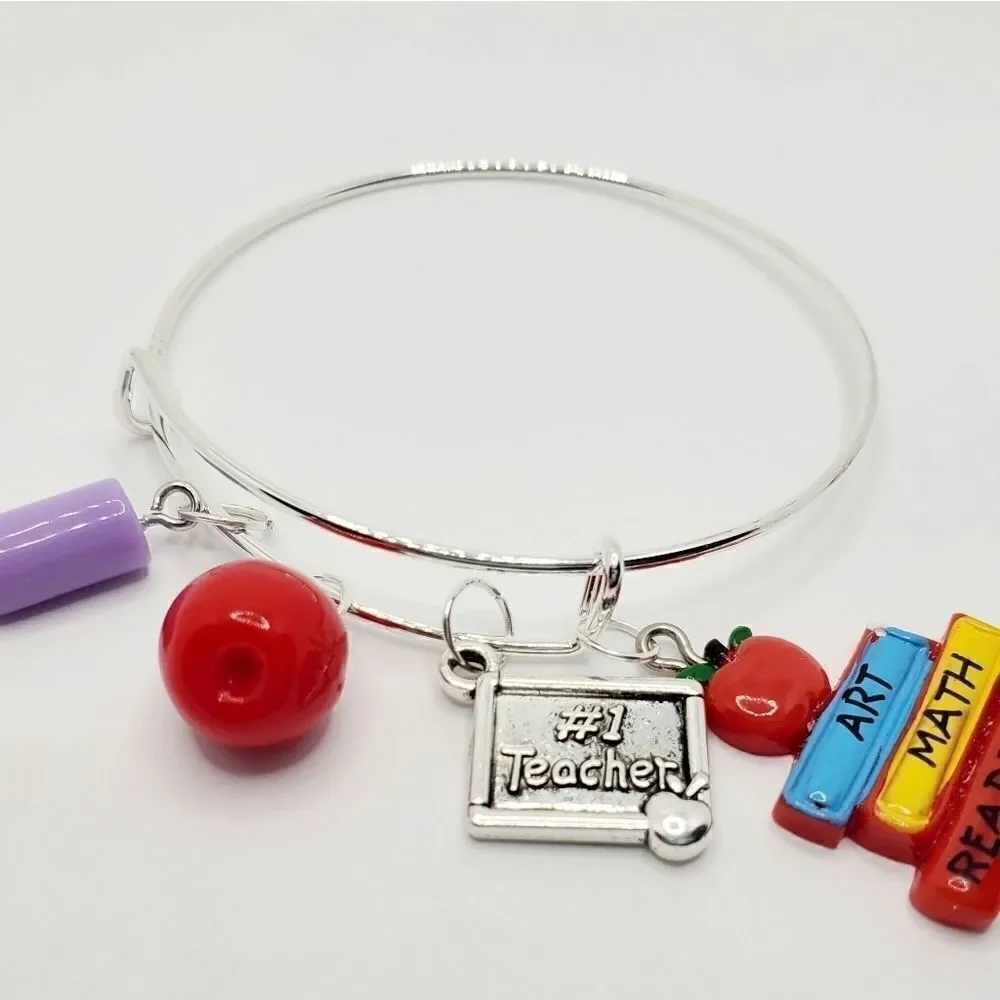 Number 1 Teacher Charm Bracelet